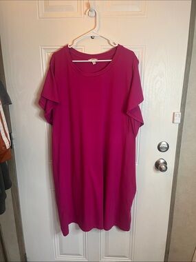 Terra & Sky Fuchsia Short Sleeve Tunic Dress 3X